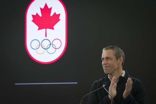 David Shoemaker, chief executive officer of the Canadian Olympic Committee, speaks during the Olympic Partnership kick off event at the Sobey's office in Mississauga, Ont. on Monday, October 7, 2019. The Canadian Olympic Committee says its