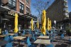 An empty patio is seen on St. Patrick's Day in Gastown in downtown Vancouver Tuesday, March 17, 2020. THE CANADIAN PRESS/Jonathan Hayward