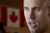 Swimmer Brent Hayden, of Mission, B.C., speaks to reporters after training at the UBC Aquatic Centre in Vancouver, B.C., Thursday, May 24, 2012. The Canadian swimmer is among athletes trying to prepare for the Tokyo Olympics amid the COVID-19 pandemic, while also dealing with credit card fraud. THE CANADIAN PRESS/Darryl Dyck