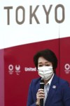 Tokyo 2020 President Seiko Hashimoto speaks during the Tokyo 2020 Olympic Games executive board meeting in Tokyo, Tuesday, June 8, 2021. (Behrouz Mehri/Pool Photo via AP)