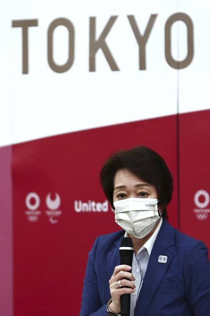 Tokyo 2020 President Seiko Hashimoto speaks during the Tokyo 2020 Olympic Games executive board meeting in Tokyo, Tuesday, June 8, 2021. (Behrouz Mehri/Pool Photo via AP)