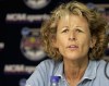 FILE - In this May 31, 2006, file photo, UCLA softball coach Sue Enquist attends a news conference in Oklahoma City. Enquist helped facilitate virtual meetings during the pandemic for the U.S. women’s volleyball team that the players credit for improving their culture, relationships and teamwork. (AP Photo/File)
