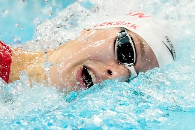 Canada's Penny Oleksiak swims to take the bronze medal in the women's 200m freestyle final event during the Tokyo Summer Olympic Games, in Tokyo, Wednesday, July 28, 2021. THE CANADIAN PRESS/Frank Gunn