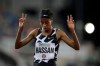 FILE - In this Sept. 8, 2020, file photo, Sifan Hassan, of the Netherlands, reacts after winning the women's 5,000-meters race at the Golden Spike athletic meeting in Ostrava, Czech Republic. Double world champion Hassan is considering doing a crazy distance-running triple at the Olympics. Hassan says she's possibly going to add the 1,500 meters to her Tokyo schedule having already decided on pursuing a 5,000-10,000 double at Olympic Stadium. (AP Photo/Petr David Josek, File)