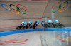 Team Canada competes during the track cycling men's team pursuit at the Tokyo Summer Olympic Games, in Izu, Japan, Monday, Aug. 2, 2021. Canada's track cyclists used to constantly be on the move. A country without a permanent velodrome, the best of the best were forced to crisscross the globe to develop, train and compete. THE CANADIAN PRESS/AP-Christophe Ena