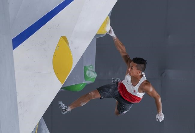 Canada's Sean McColl competes in Bouldering at the Men’s Combined Sport Climbing event during the summer Tokyo Olympics in Tokyo, Japan on Tuesday, August 3, 2021. THE CANADIAN PRESS/Nathan Denette