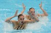 Svetlana Kolesnichenko and Svetlana Romashina of Russian Olympic Committee compete in the Free Routine Final at the 2020 Summer Olympics, Wednesday, Aug. 4, 2021, in Tokyo, Japan. (AP Photo/Dmitri Lovetsky)