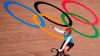 Kelsey Mitchell of Team Canada reacts to winning her heat during the track cycling women's sprint race at the 2020 Summer Olympics, Sunday, Aug. 8, 2021, in Izu, Japan. THE CANADIAN PRESS/AP-Christophe Ena