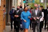 FILE - In this June 3, 2021 file photo California Gov. Gavin Newsom walks with San Francisco Mayor London Breed on Geary Street to a news conference outside Tommy's Mexican Restaurant in San Francisco. San Francisco will require proof of full vaccination against COVID-19 for a number of indoor activities such as visiting restaurants, bars and gyms. A city supervisor confirmed the new mandate shortly before Breed was scheduled to hold a news conference Thursday, Aug. 12, 2021. (AP Photo/Eric Risberg,File)