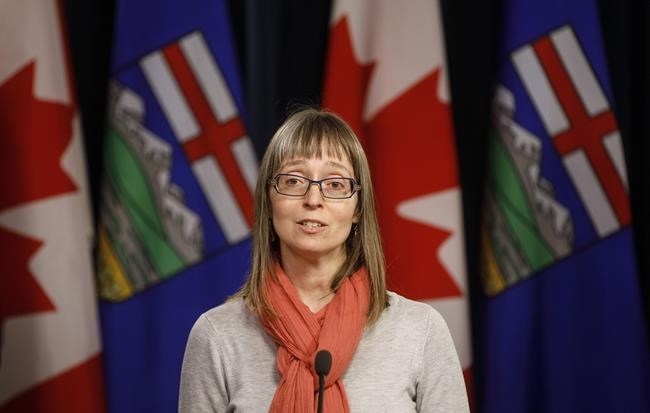Alberta chief medical officer of health Dr. Deena Hinshaw updates media on the Covid-19 situation in Edmonton on Friday March 20, 2020. Hinshaw and Education Minister Adriana Lagrange are to provide an update on COVID-19 and back-to-school guidance later this morning. THE CANADIAN PRESS/Jason Franson