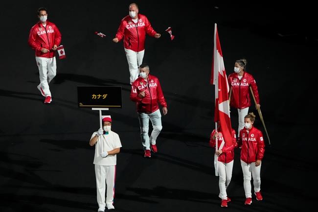 Athletes from Canada enter the stadium during the opening ceremony for the 2020 Paralympics at the National Stadium in Tokyo, Tuesday, Aug. 24, 2021. THE CANADIAN PRESS/AP-Eugene Hoshiko