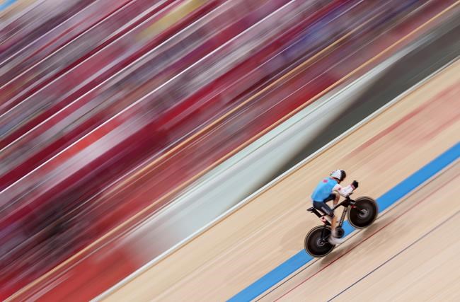 Canada's Tristen Chernove competes in the Track Cycling Men's C1 3000m Individual Pursuit during the Tokyo 2020 Paralympic Games, Tokyo, Thursday, Aug. 26, 2021. THE CANADIAN PRESS/Thomas Lovelock for OIS via AP