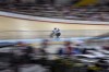 Canada's Kate O'Brien competes in the women's sprint 1/8 finals during cycling track at the Pan Am games in Milton, Ont., on Saturday, July 18, 2015. THE CANADIAN PRESS/Chris Young