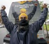 NDP leader Jagmeet Singh reacts to finishing his final campaign media availability in Burnaby, B.C. Sunday, September 19, 2021. THE CANADIAN PRESS/Jonathan Hayward