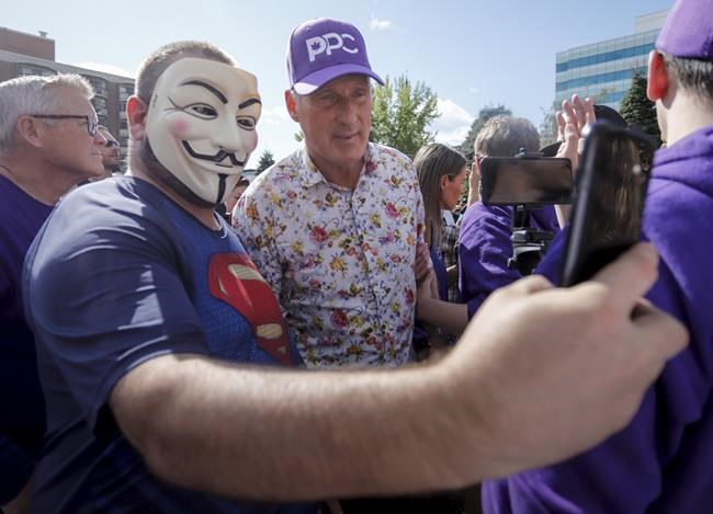 People's Party of Canada Leader Maxime Bernier attends a rally in Calgary, Alta., Saturday, Sept. 18, 2021. The PPC, led by the outspoken Bernier, is looking to turn growing support into ballot-box success this evening. THE CANADIAN PRESS/Jeff McIntosh