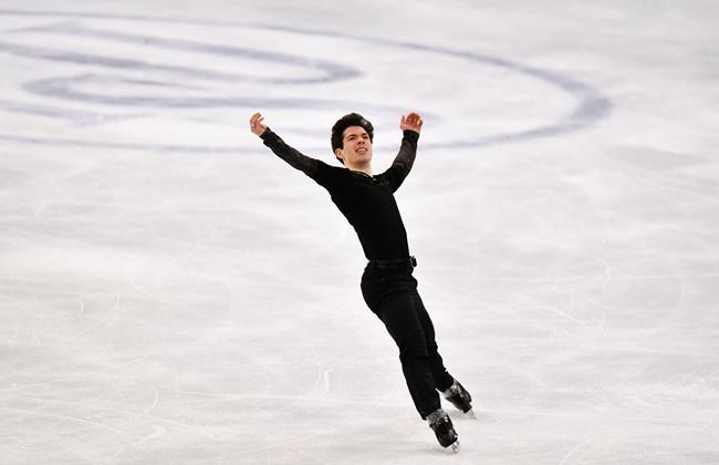 Canada's Keegan Messing performs during the Men Free Skating Program at the Figure Skating World Championships in Stockholm, Sweden, Saturday, March 27, 2021. Canadian figure skater Keegan Messing is a consumate showman. He loves to play to the crowd. THE CANADIAN PRESS/AP-Martin Meissner