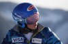 FILE - Mikaela Shiffrin checks the slope ahead of an alpine ski, World Cup women's giant slalom in Jasna, Slovakia, Sunday, March 7, 2021. Shiffrin described her aching back as 