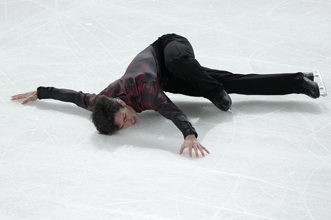 Keegan Messing of Canada competes in the Men Free Skating during the ISU figure skating France's Trophy, in Grenoble, French Alps, France, Saturday, Nov. 20, 2021. Messing won the gold medal Saturday at figure skating's Zagreb Golden Spin. THE CANADIAN PRESS/Francois Mori