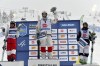 From left, Ikuma Horishima of Japan second place, Mikael Kingsbury of Canada first place and Sweden's Ludvig Fjallstrom third place in Men's Freestyle Skiing Dual Moguls final competition of the FIS Freestyle Ski World Cup 2021/22 in Idre, Sweden, Sunday, Dec. 12, 2021. (Nisse Schmidt/TT News Agency via AP)