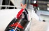 Canada's bobsleigh pilot Christine de Bruin at the start of the women's monobob race at the Bobsleigh and Skeleton World Championships in Altenberg, Germany, Saturday, Feb.13, 2021. (AP Photo/Matthias Schrader)