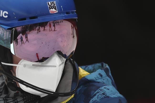 United States' Mikaela Shiffrin looks at the course before the start of the first run of an alpine ski, women's World Cup slalom in Zagreb, Croatia, Tuesday, Jan. 4, 2022. (AP Photo/Gabriele Facciotti)