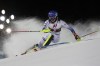 United States' Mikaela Shiffrin speeds down the course during the first run of an alpine ski women's World Cup slalom, in Schladming, Austria, Tuesday, Jan. 11, 2022. (AP Photo/Marco Trovati)