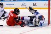 Tyler McGregor of Canada, left, is blocked by South Korea's goalie Lee Jae-woong during a semifinal of the ice hockey game at the 2018 Winter Paralympics in Gangneung, South Korea, Thursday, March 15, 2018. THE CANADIAN PRESS/AP/Lee Jin-man