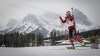 Paralympic biathlon athlete Brittany Hudak skis past the Three Sisters mountains during early season training in Canmore, Alta., Monday, Oct. 19, 2020. THE CANADIAN PRESS/Jeff McIntosh