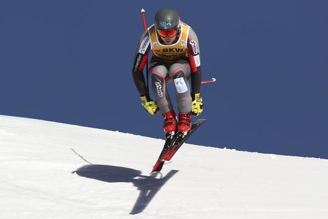 Norway's Aleksander Aamodt Kilde speeds down the course during an alpine ski, men's World Cup downhill race, in Wengen, Switzerland, Friday, Jan. 14, 2022. (AP Photo/Gabriele Facciotti)