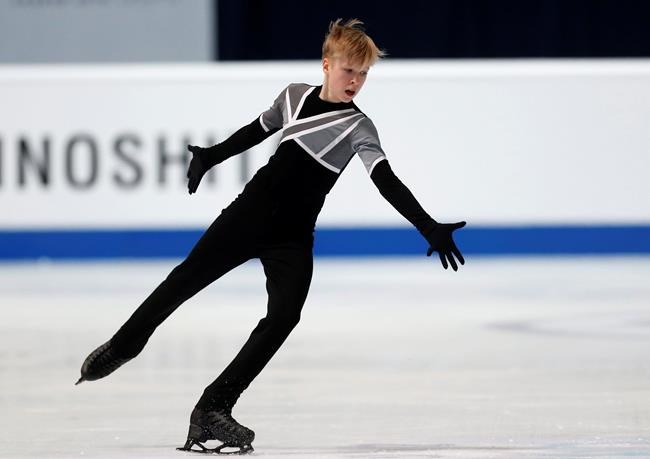 Stephen Gogolev from Canada competes in the men short program at the World Junior Figure Skating Championships in Zagreb, Croatia, Wednesday, March 6, 2019. THE CANADIAN PRESS/AP-Darko Bandic