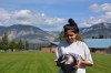 Canadian skier Cassidy Gray holds her custom-painted ski helmet, which has a design on it by Indigenous artist Trinda Cote, in a handout photo. THE CANADIAN PRESS/HO-Alpine Canada **MANDATORY CREDIT**