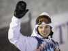 Canada's Derek Livingston celebrates his third place finish in the men's World Cup freestyle halfpipe snowboard event in Calgary, Alta., Friday, Feb. 15, 2019.&nbsp;Livingston will not compete in men's snowboard halfpipe at the Beijing Olympics after sustaining a lower-body injury during a recent training run.THE CANADIAN PRESS/Jeff McIntosh