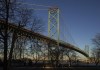 The Ambassador bridge which spans the Detroit River between Windsor and Detroit, Michigan, is shown from Windsor, Ont., on Saturday, December 18, 2021.THE CANADIAN PRESS/Fred Thornhill