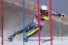 Barnabas Szollos, of Israel passes a gate during the slalom part of the men's combined at the 2022 Winter Olympics, Thursday, Feb. 10, 2022, in the Yanqing district of Beijing. (AP Photo/Robert F. Bukaty)