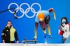 Christopher Grotheer, of Germany, starts the men's skeleton run 3 at the 2022 Winter Olympics, Friday, Feb. 11, 2022, in the Yanqing district of Beijing. (AP Photo/Mark Schiefelbein)