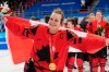 Team Canada forward Marie-Philip Poulin (29) celebrates with her gold medal after defeating the United States in women's hockey gold medal game action at the 2022 Winter Olympics in Beijing on Thursday, Feb. 17, 2022. THE CANADIAN PRESS/Ryan Remiorz