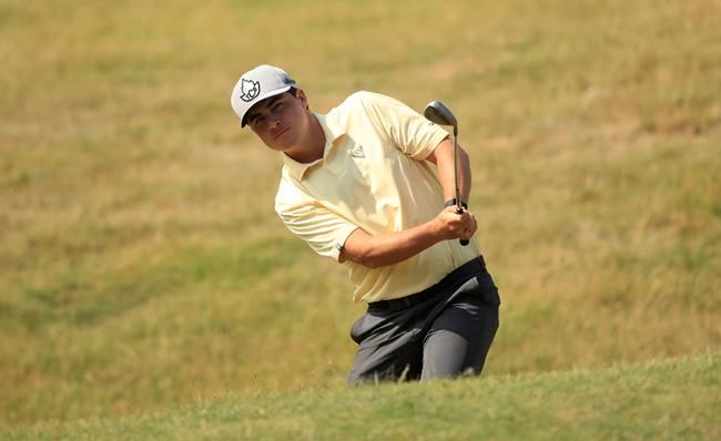 Canada's Aaron Cockerill plays a shot during day three of the 2020 English Championship at Hanbury Manor Marriott Hotel and Country Club in Ware, England. (Adam Davy / Associated Press files)