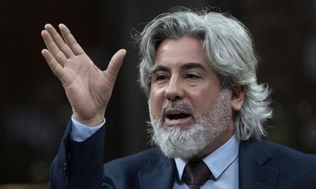 Canadian Heritage Minister Pablo Rodriguez rises during Question Period, Thursday, March 24, 2022 in Ottawa. Rodriguez has instructed Canadian cultural organizations to suspend activities with links to Putin's regime. THE CANADIAN PRESS/Adrian Wyld