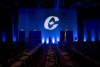 A man is silhouetted walking past a Conservative Party logo before the opening of the Party's national convention in Halifax, Aug. 23, 2018. THE CANADIAN PRESS/Darren Calabrese