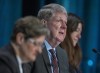 Michael MacDonald, chair, flanked by fellow commissioners Leanne Fitch, left, and Kim Stanton, delivers remarks at the Mass Casualty Commission inquiry into the mass murders in rural Nova Scotia on April 18/19, 2020, in Halifax on Monday, March 28, 2022. THE CANADIAN PRESS/Andrew Vaughan