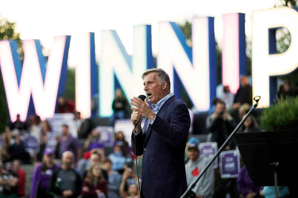 About 400 people gathered to hear Maxime Bernier, leader of the People’s Party of Canada, speak at The Forks in Winnipeg on Sept. 6. (John Woods / Winnipeg Free Press)