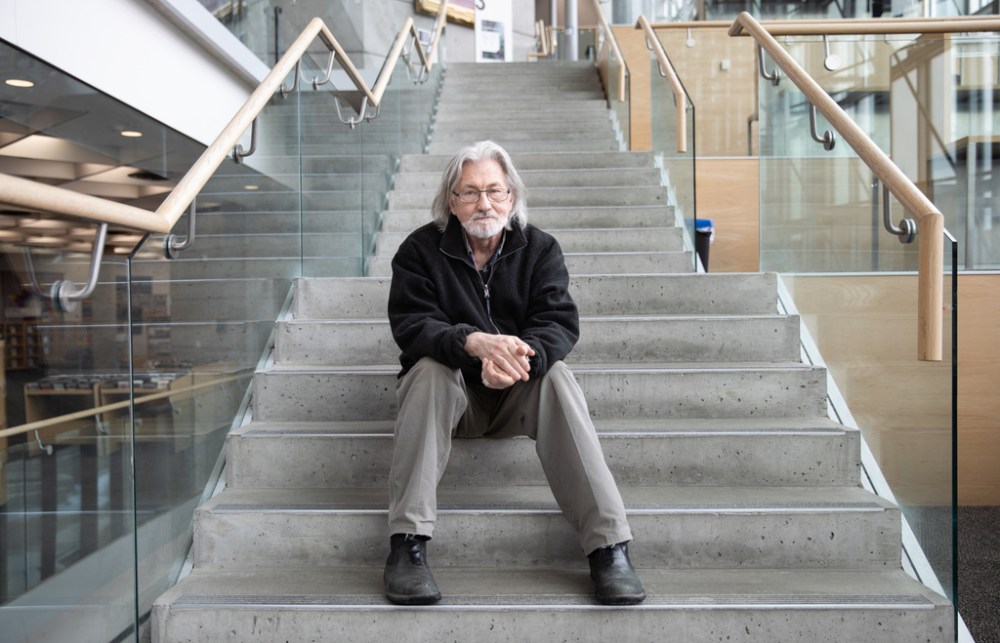 JESSICA LEE / WINNIPEG FREE PRESS
Al Wiebe, who speaks and consults on homelessness, at the Millenium Library on April 25, 2022. “If this (community space) would have been here before, it would have helped me because I would have used it. I was too proud… to seek help on my own but if I walked in that door and there was something right there, I would have done it,” said Wiebe.