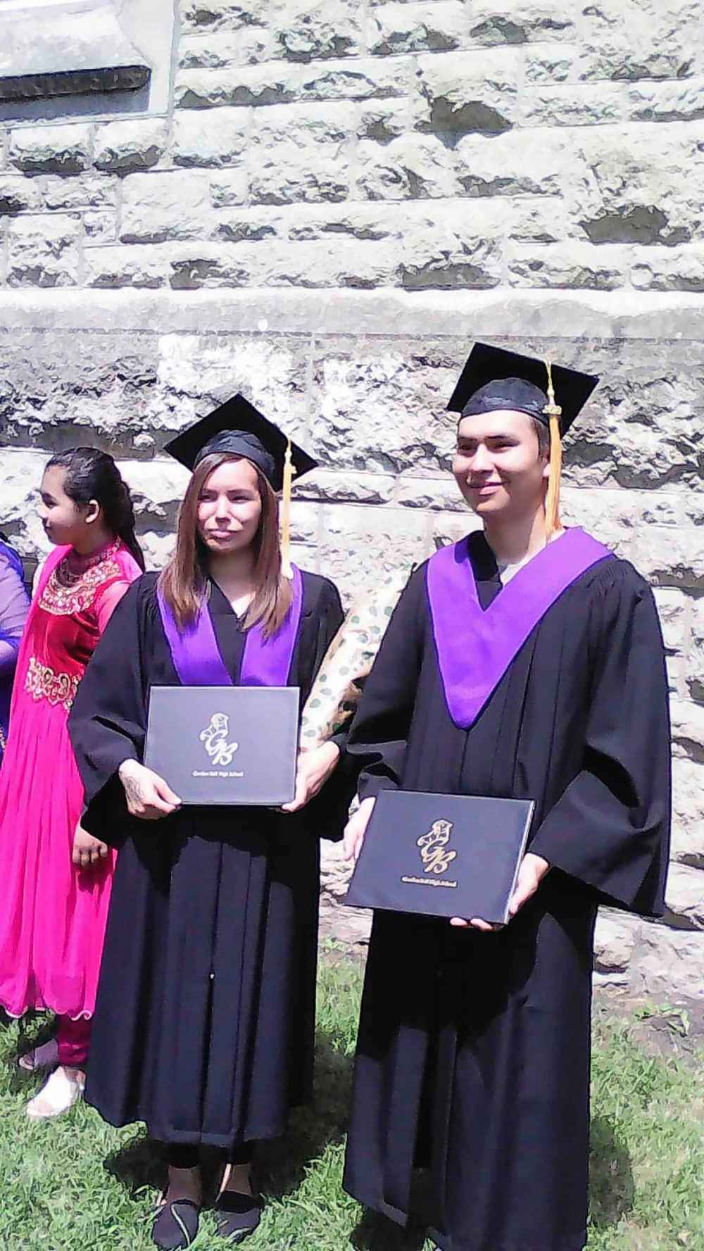 SUPPLIED
Stewart Andrews (right) and Angel Taylor graduated from high school in Winnipeg in 2018.