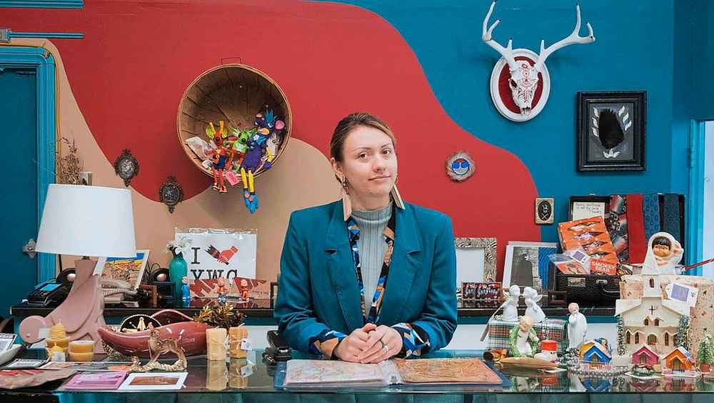 In addition to frames, Lizzie Burt’s Bevvy Teyems’ Custom Picture Framing offers acrylic art and vintage housewares, polymer hair-clips, earrings and pins, handmade pottery, rez-inspired art of Native Love Notes and work by Nyco Rudolph. (Sean Guezen photo)