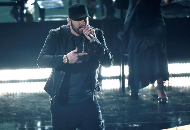 Eminem performs