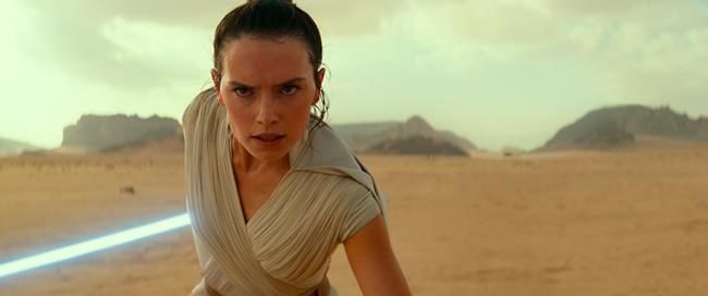 This image released by Disney/Lucasfilm shows Daisy Ridley as Rey in a scene from