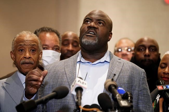 George Floyd's brother Rodney Floyd speaks during a news conference after the verdict was read in the trial of former Minneapolis Police officer Derek Chauvin, Tuesday, April 20, 2021, in Minneapolis. (AP Photo/John Minchillo)