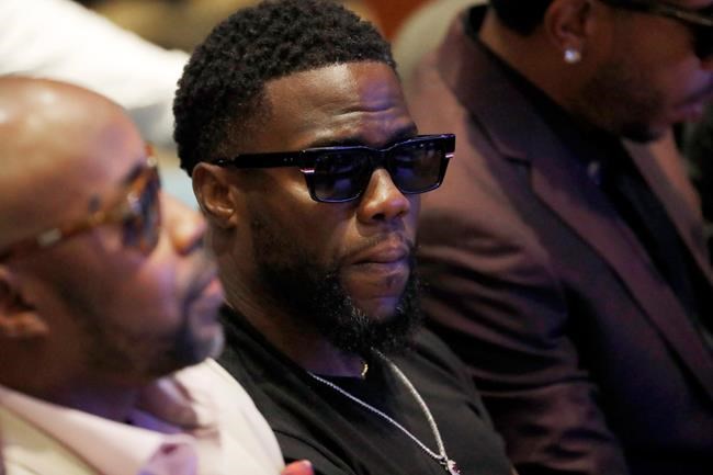 Entertainer Kevin Hart joins guests at North Central University Thursday, June 4, 2020, at a memorial service for George Floyd in Minneapolis. (AP Photo/Julio Cortez)