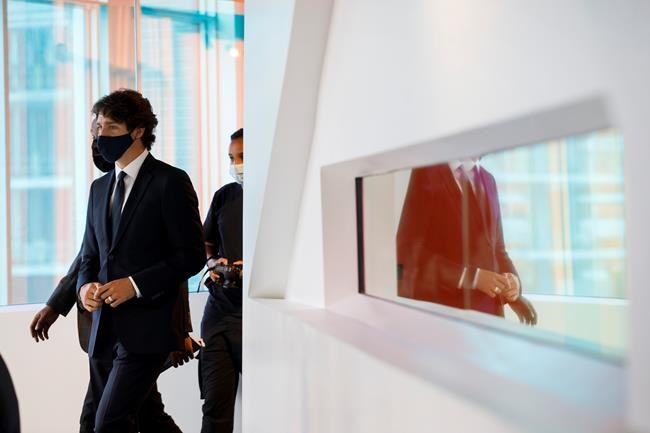 Prime Minister Justin Trudeau arrives to a roundtable discussion with Black entrepreneurs at HXOUSE in Toronto, Wednesday, Sept. 9, 2020. THE CANADIAN PRESS/Cole Burston