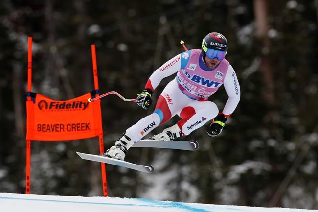 Switzerland's Beat Feuz skis during a men's World Cup downhill skiing race Saturday, Dec. 7, 2019, in Beaver Creek, Colo. (AP Photo/Robert F. Bukaty)